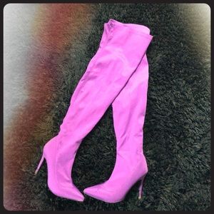 Thigh High Sock Boot Heels